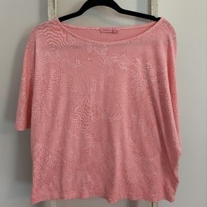 Fresh Produce pink medium large dolman sleeve printed top
